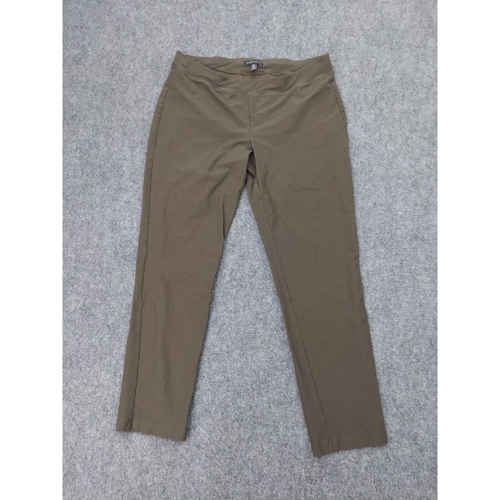 Eileen Fisher Pants Womens Medium‎ Olive Green Pull On ankle Viscose Stretch